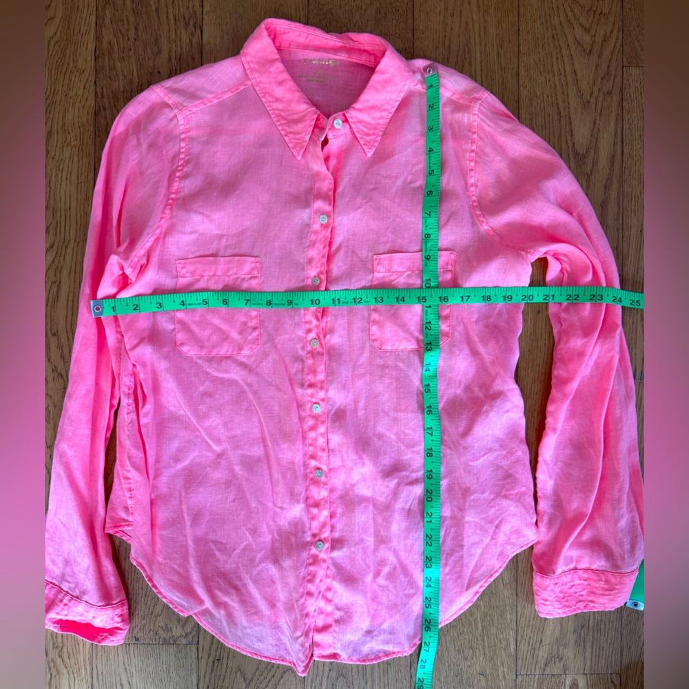 Lilly Pulitzer Sea View Linen Button-Down Top SZ M Sunrise Coral - Picture 14 of 14